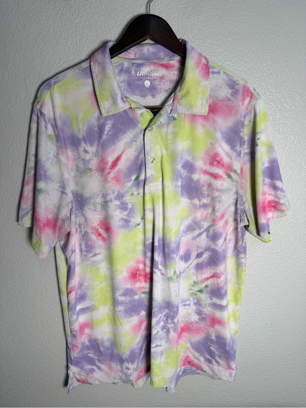 chubbies Men's Tie-Dye Polo — Lavender, Pink & Lime